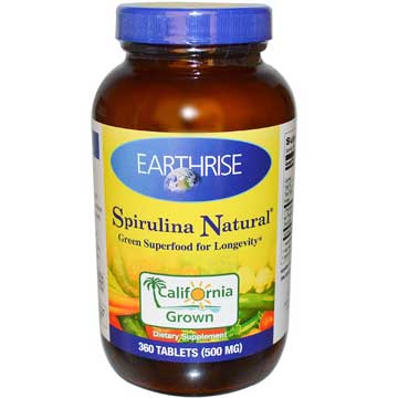 Earthrise, Spirulina naturală, 500 mg, 360 comprimate