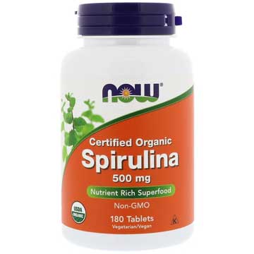 Now Foods, Certified Natural Spirulina, 500 mg, 180 δισκία